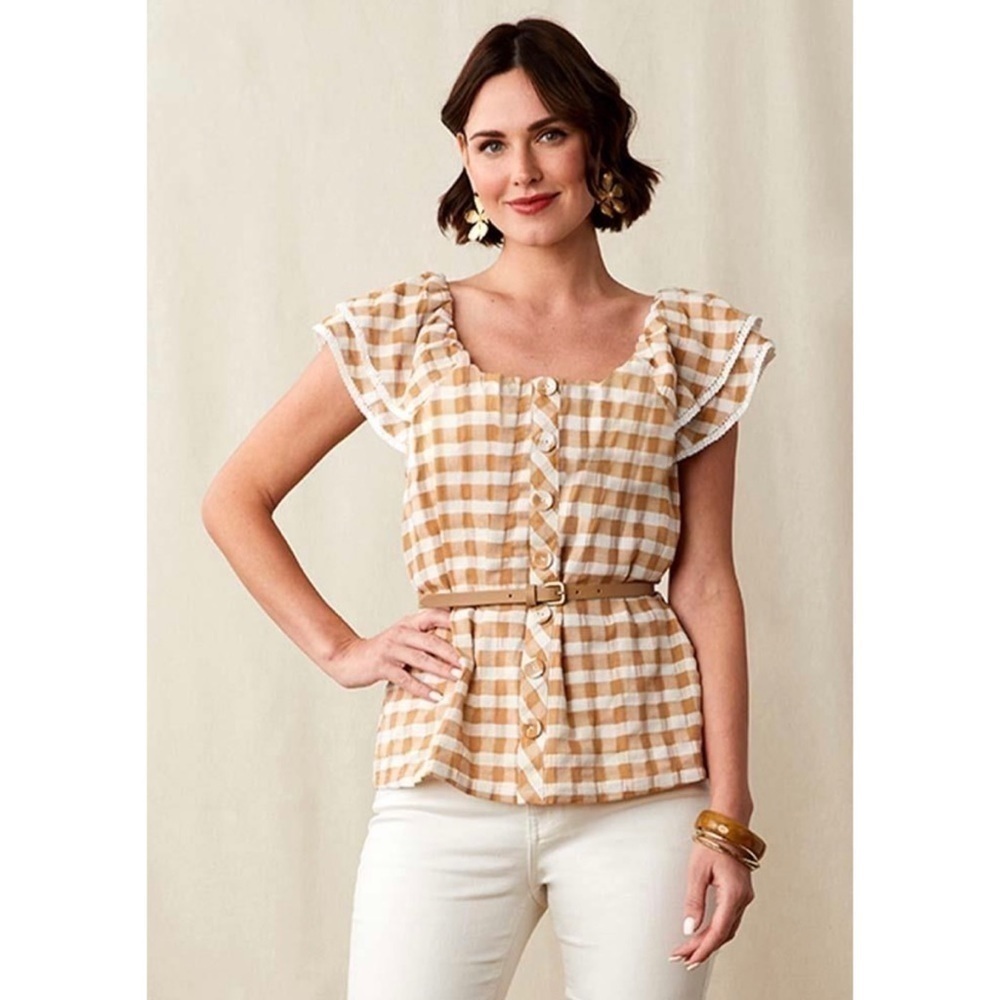 𝅺Matilda Jane Annabelle‎ Plaid Off-Shoulder Blouse - Picture 2 of 10